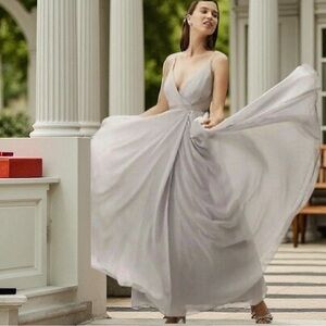 BHLDN Elegant Gray Maxi Dress